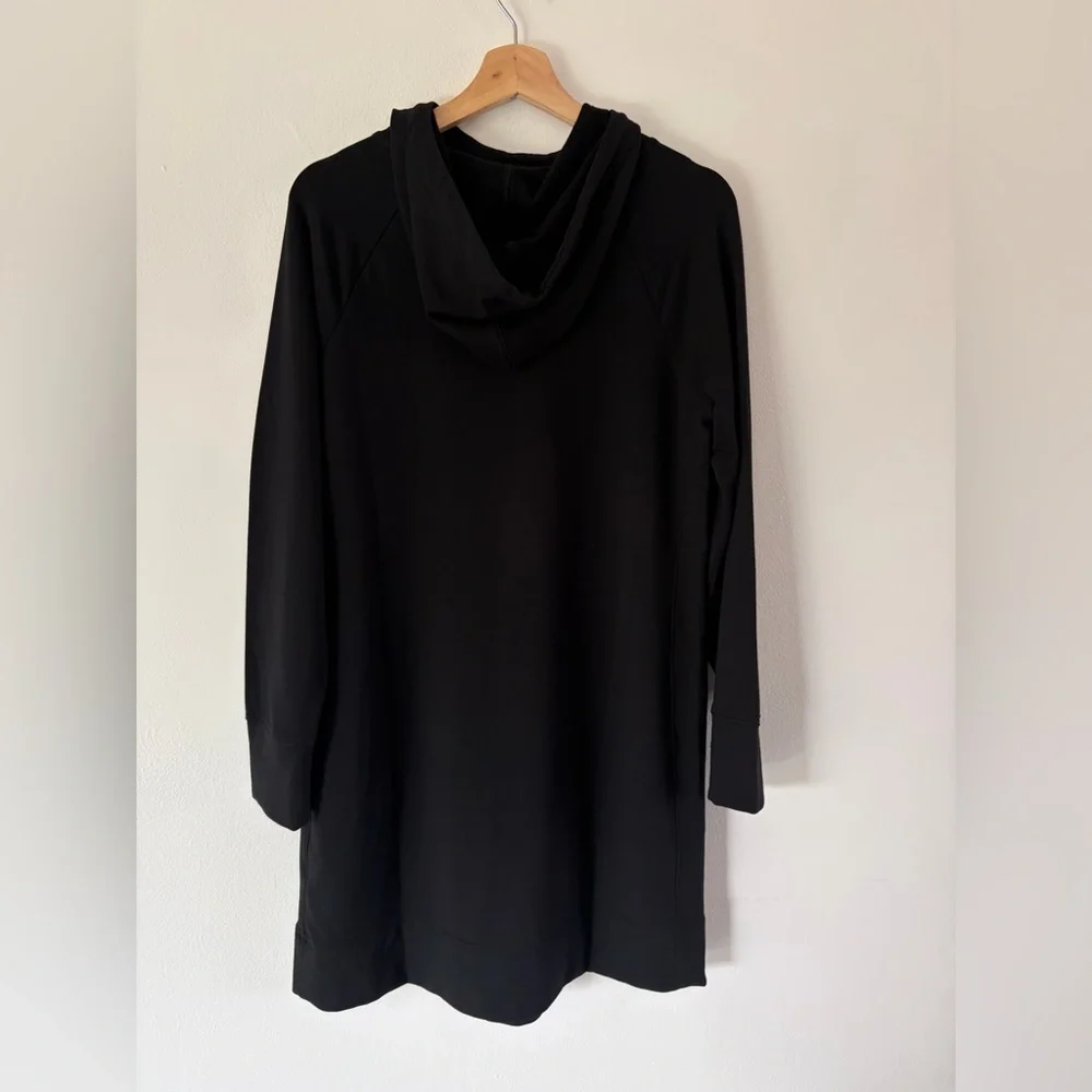 Nic+Zoe Active Black‎ Brushed Terry Hooded Long Sleeve Sweatshirt Dress Small